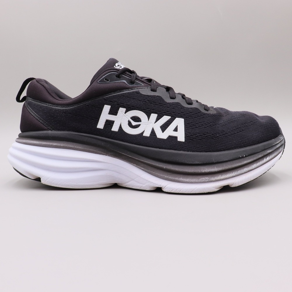 Hoka One One Bondi 8 Men's Size 11D US Black White Running Shoes Sneakers